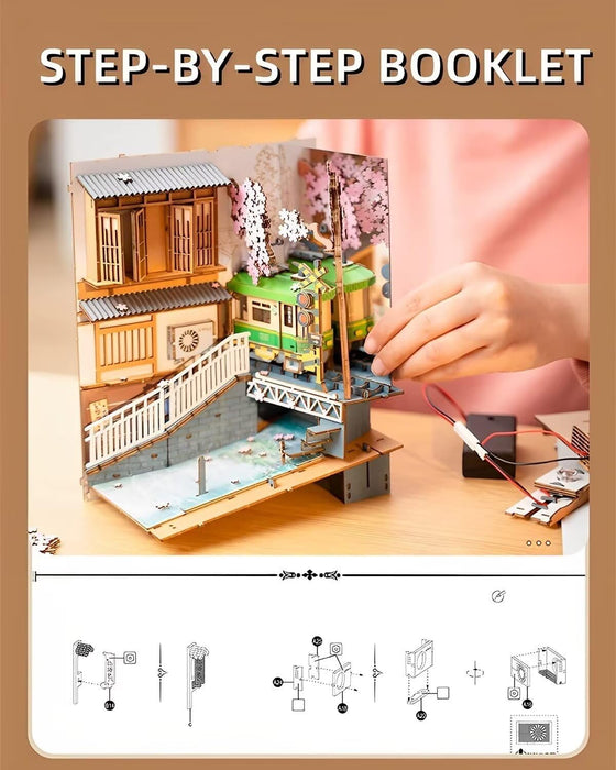 Kit de construction en bois Book Nook – Sakura Densya 