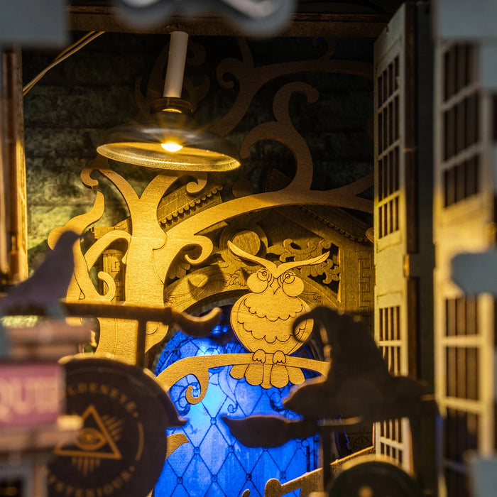 Kit de construcción de madera Book Nook – Callejón mágico 