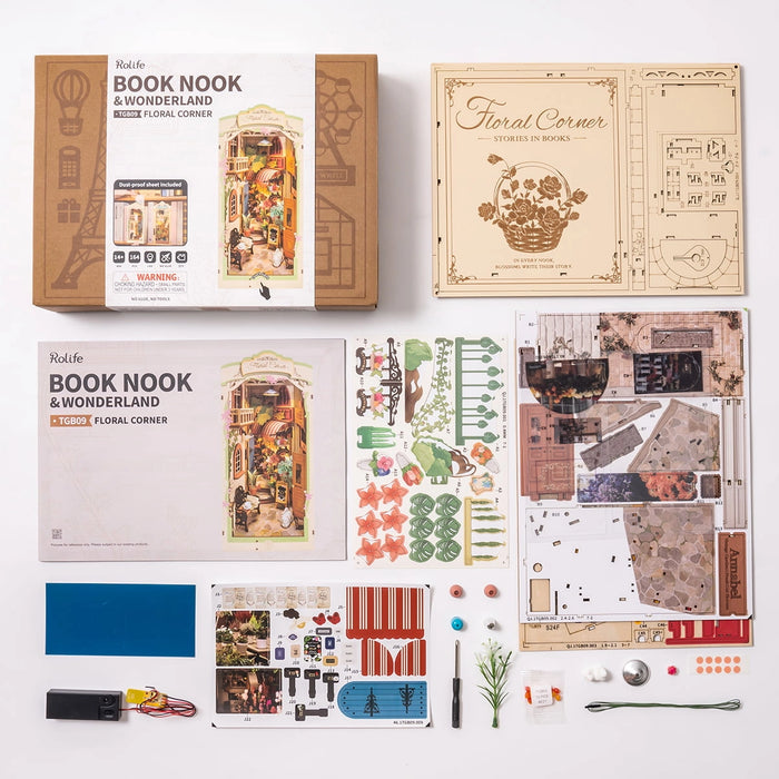 Kit de construction en bois Book Nook – Coin de fleurs 