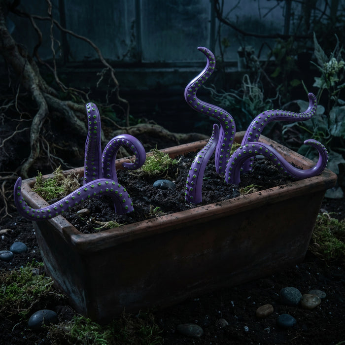 Purple tentacle flower pot decoration in action