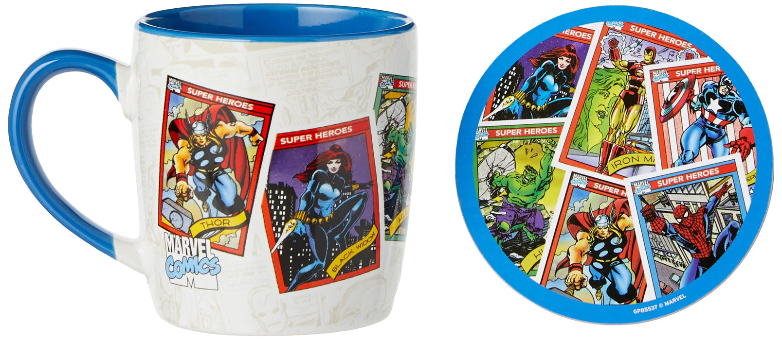Marvel Retro Geschenkset mit Becher und Untersetzer