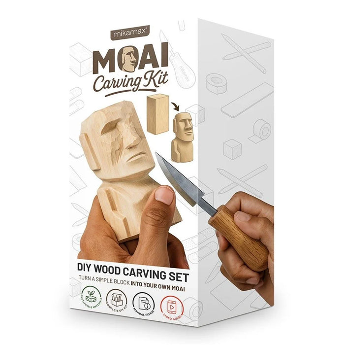 Mikamax Moai Carving Kit - Kit DIY de Sculpture sur Bois Île de Pâques