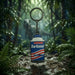 Jurassic Park Schluesselanhaenger Barbasol-Dose im Schlamm, Dinosaurier-Silhouette im Dschungelhintergrund