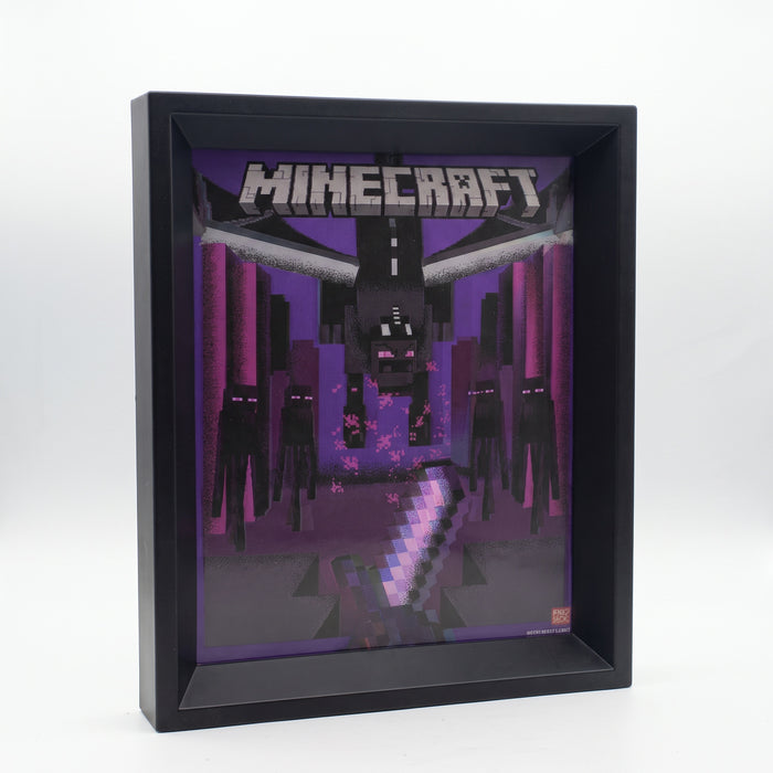 Efecto lenticular 3D mostrando Ender Dragon y Endermen
