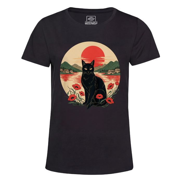 Sunset Cat  - Main View Girlie Black