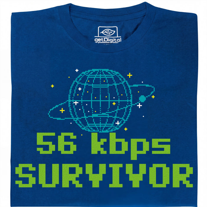 56kbps Survivor - Main view T-shirt Blue