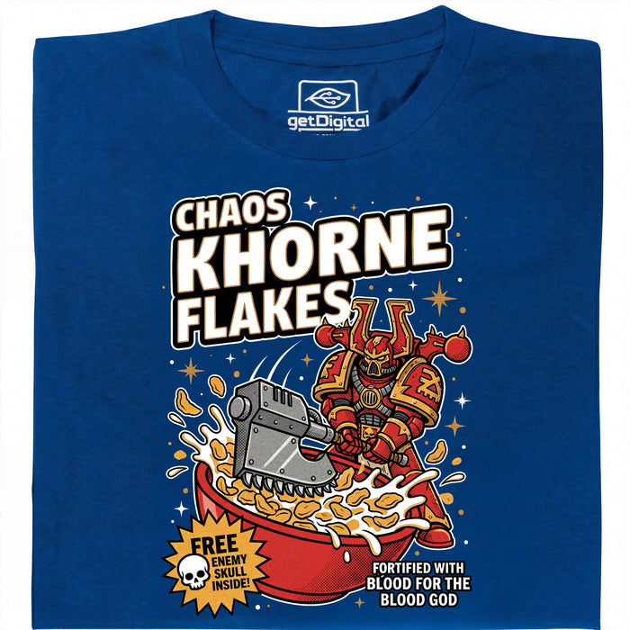 Chaos Khorne Flakes - Vooraanzicht T-Shirt Blauw