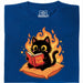Gato Negro Leyendo "Evil Plans" - Planes Malvados con Estilo - Vista Principal Camiseta Azul