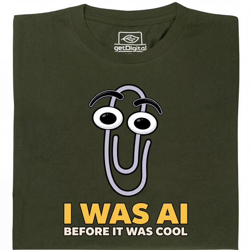 I Was AI Before It Was Cool - Hauptansicht T-Shirt Dunkelgrün