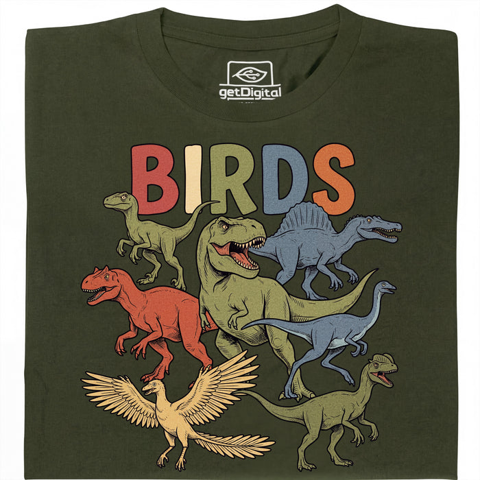 BIRDS - Vue de face T-Shirt Vert Foncé