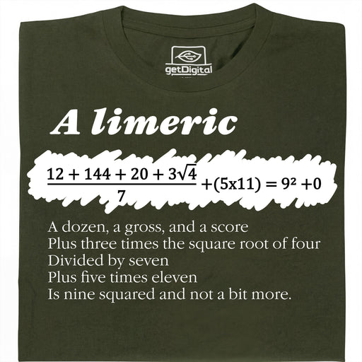 A Limerick - Poema matemático con ecuación - Vista principal Camiseta Verde Oscuro