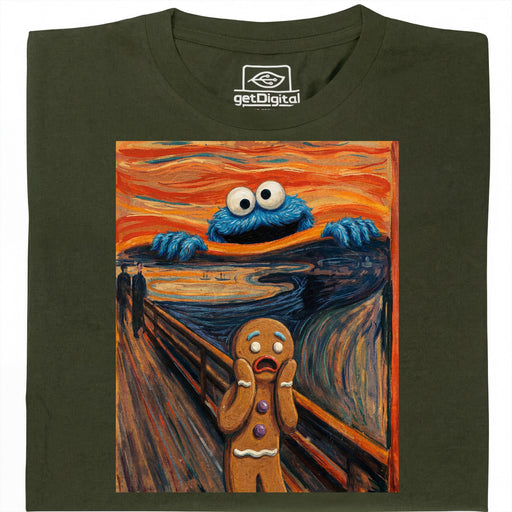 Der Schrei - Keksmonster Edition - Hauptansicht T-Shirt Dunkelgrün