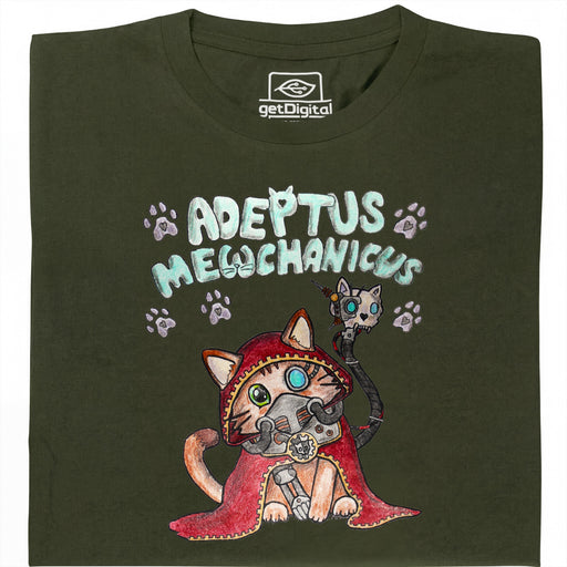 Adeptus Meowchanicus - Hauptansicht T-Shirt Dunkelgrün