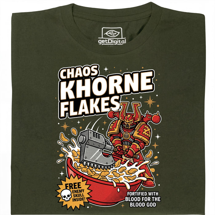 Chaos Khorne Flakes - Vooraanzicht T-Shirt Donkergroen
