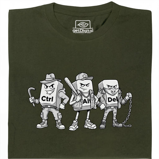 Ctrl Alt Del - Le Gang le Plus Dur du Clavier - Vue Principale T-Shirt Vert Foncé