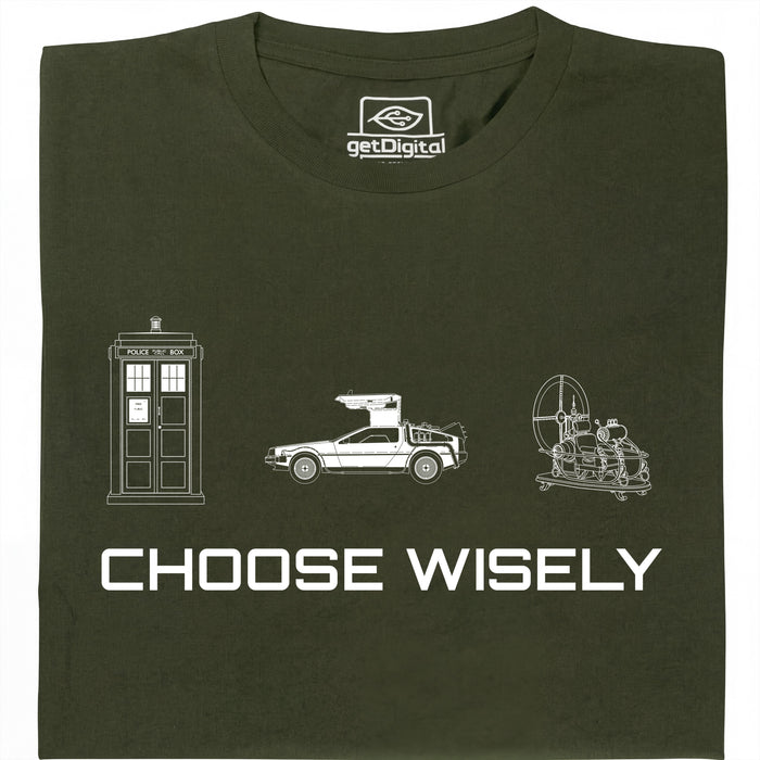 Choose Your Time Machine - Hoofdweergave T-shirt Donkergroen