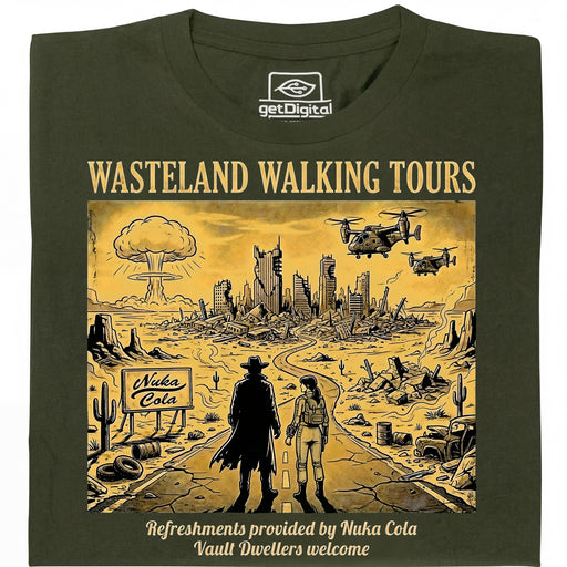 Wasteland Walking Tours - Hauptansicht T-Shirt Dunkelgrün