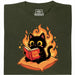 Gato Negro Leyendo "Evil Plans" - Planes Malvados con Estilo - Vista Principal Camiseta Verde Oscuro