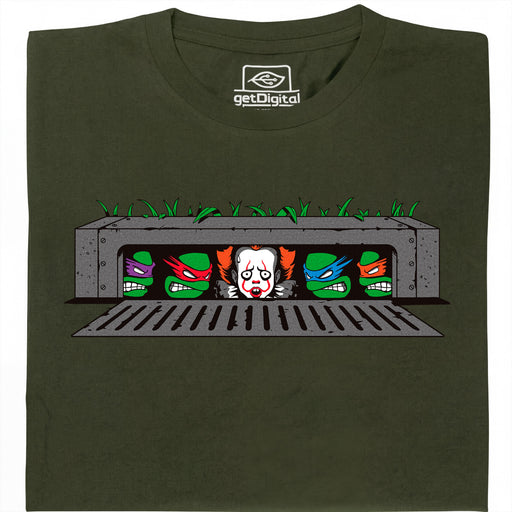 IT vs. Turtles - Vue principale T-Shirt Vert Foncé