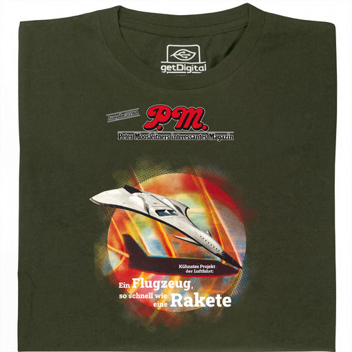 P.M. Magazine 3/1984 Aircraft like Rocket - Main view T-Shirt Dark Green