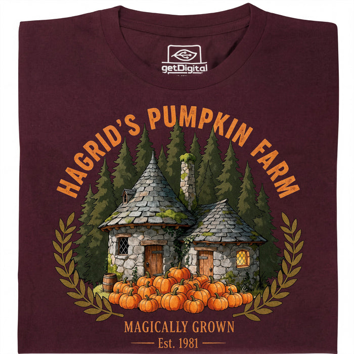 Magical Pumpkin Farm - Hoofdaanzicht T-Shirt Donkerrood