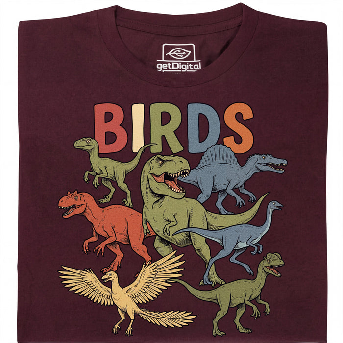 BIRDS - Vue de face T-Shirt Rouge Foncé