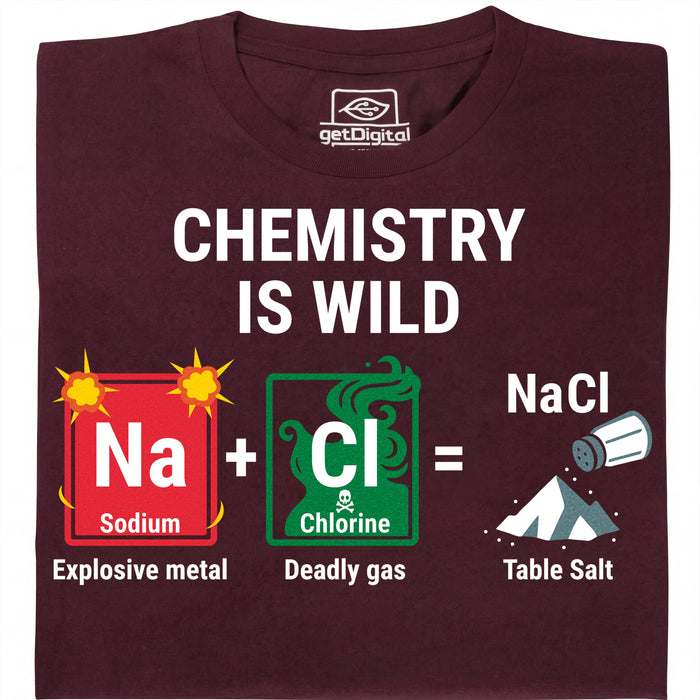 Chemistry Is Wild - Vista principal Camiseta Rojo Oscuro