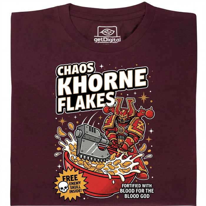 Chaos Khorne Flakes - Vooraanzicht T-Shirt Donkerrood