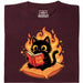 Gato Negro Leyendo "Evil Plans" - Planes Malvados con Estilo - Vista Principal Camiseta Rojo Oscuro
