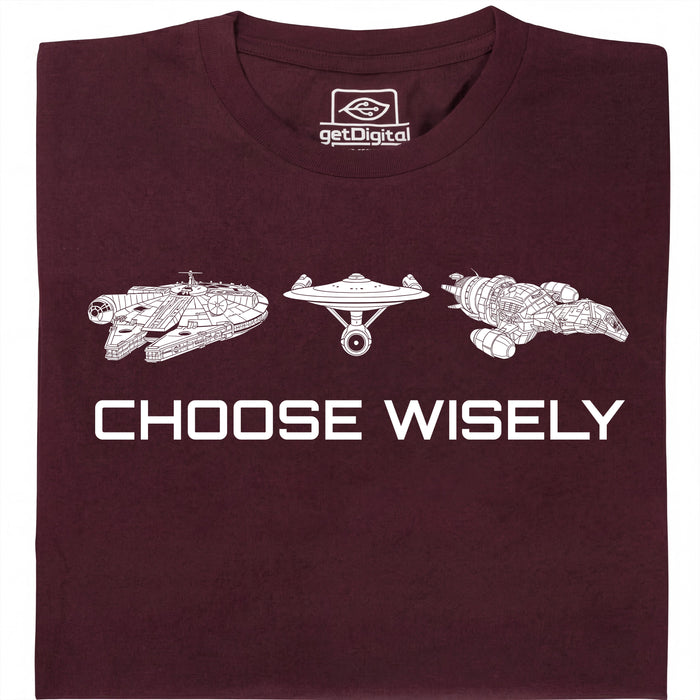 Choose Your Spaceship - Hoofdweergave T-shirt Donkerrood