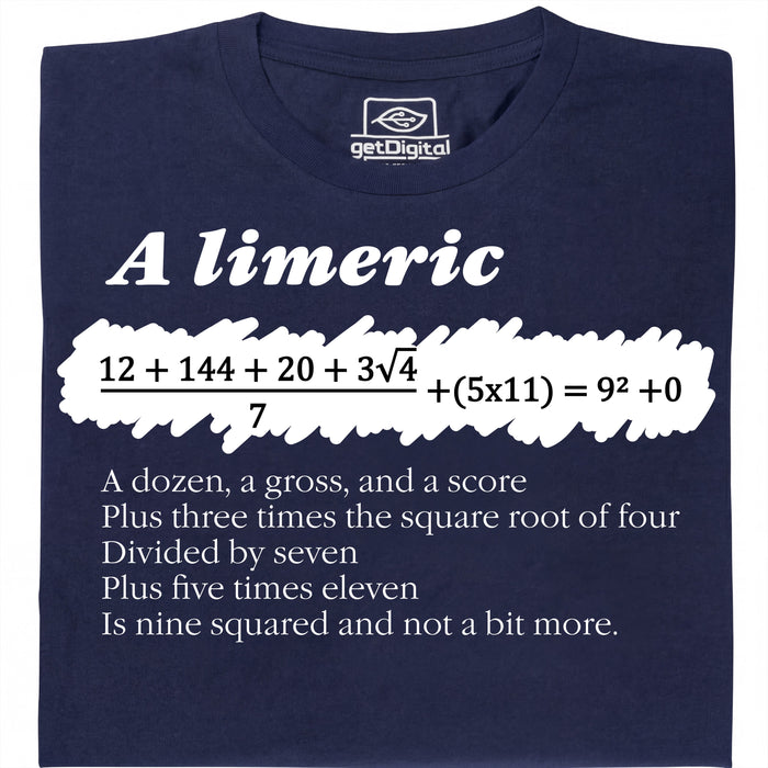 A Limerick - Poème mathématique avec équation - Vue principale T-shirt Bleu Marine