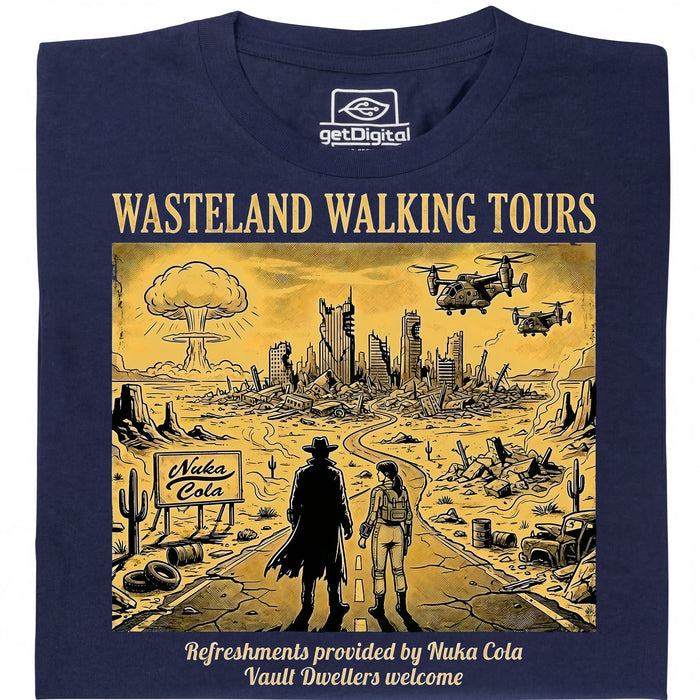 Wasteland Walking Tours - Hoofdweergave T-Shirt Marineblauw