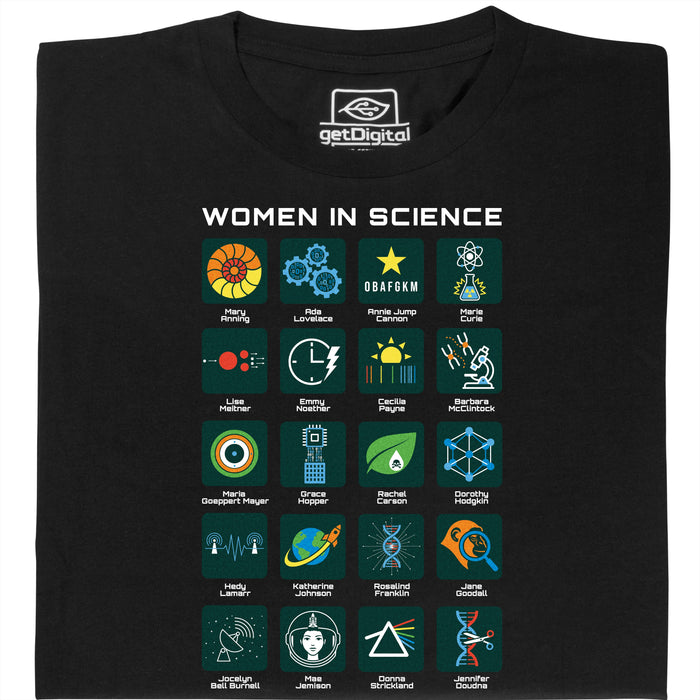 Women in Science - 20 Pioniersvrouwen van de Wetenschap - Hoofdweergave T-Shirt Zwart