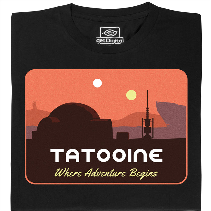 Where Adventure Begins - Hauptansicht T-Shirt Schwarz