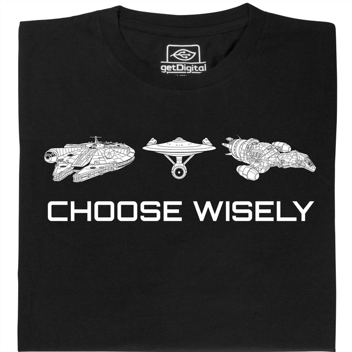 Choose Your Spaceship - Hoofdweergave T-shirt Zwart