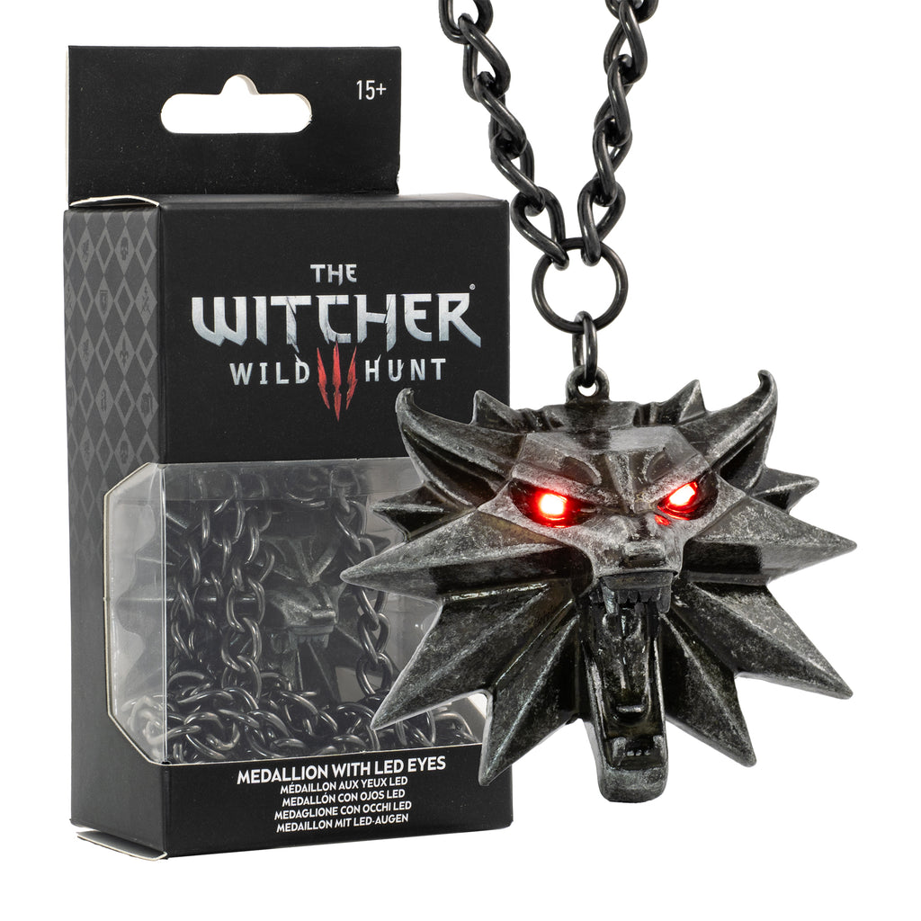 The Witcher Wild Hunt wolf medallion with LED eyes — getDigital
