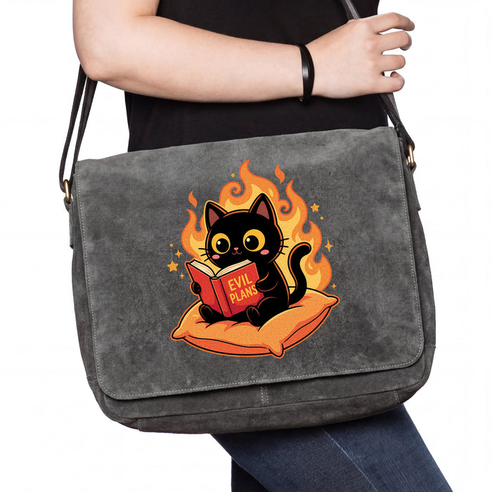 Gato Negro Leyendo "Evil Plans" - Planes Malvados con Estilo - Bolsa