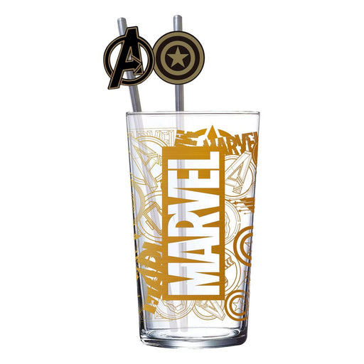 Marvel Glass with Straws