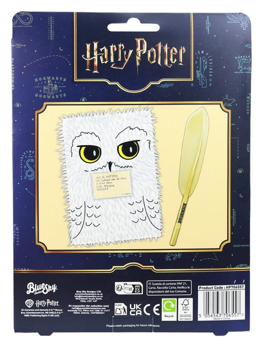 Harry Potter Plush Notebook Hedwig with Quill Pen