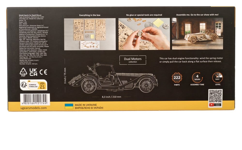 Auto sportiva Rapid Mouse kit di modellismo in legno